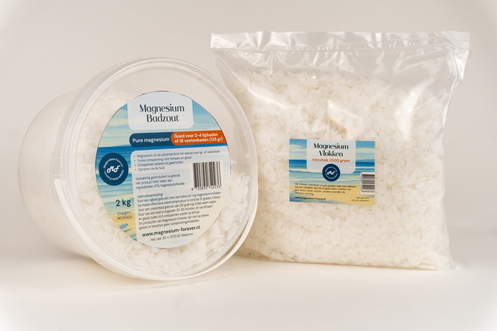 Magnesium vlokken emmer 2 kg plus 2 kg navul verpakking (max. 2 per bestelling)